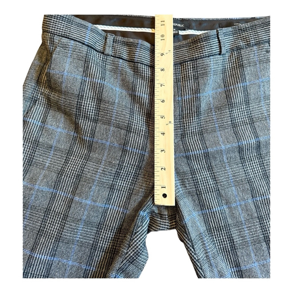 EUC Women's Banana Republic Logan Plaid Trouser Pants Size 8 Gray Blue - Picture 9 of 10